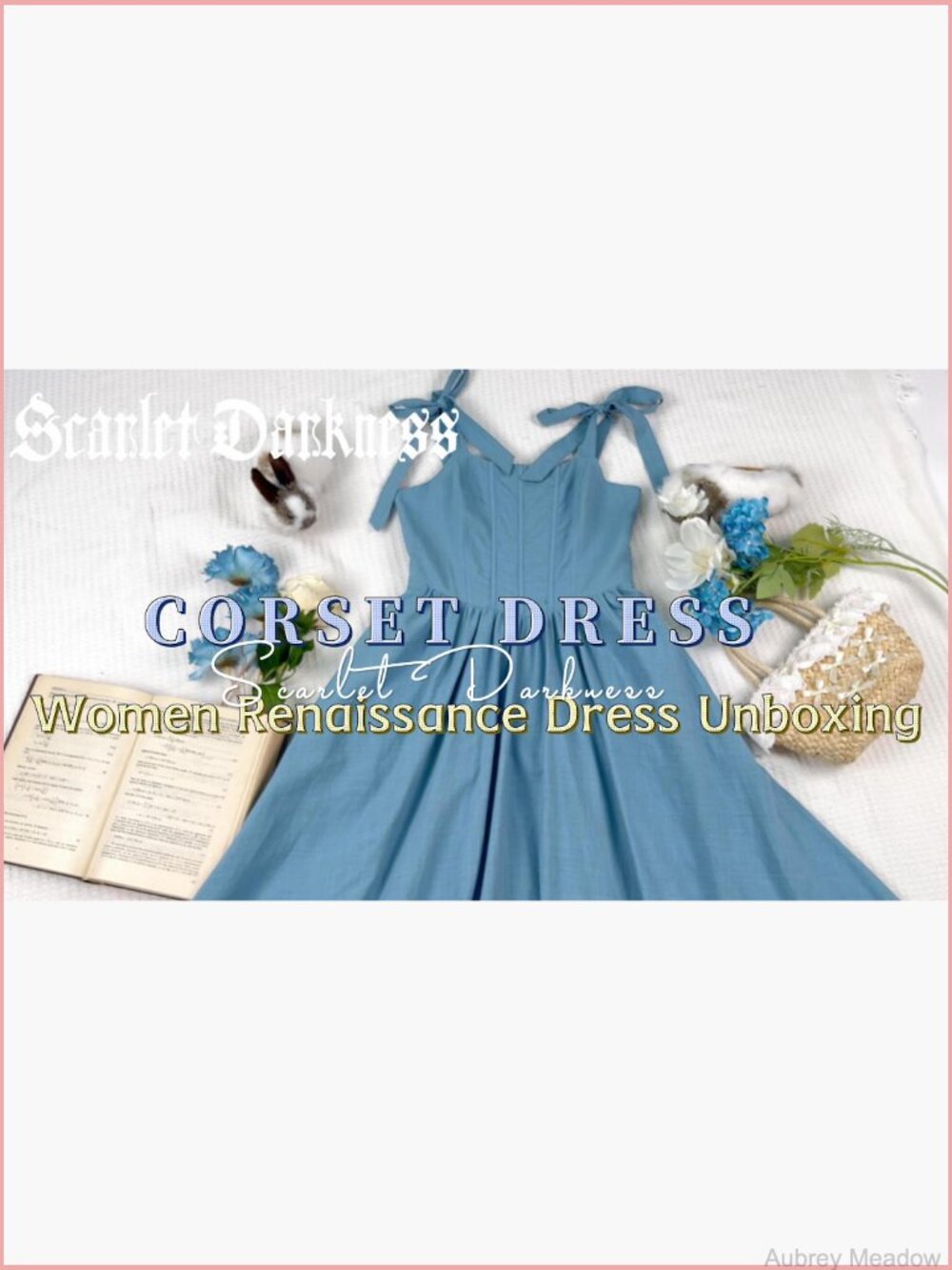Renaissance Corset Dress Square Neck Cottagecore Fishbone Sundress A-Line Maxi - Picture 7 of 7